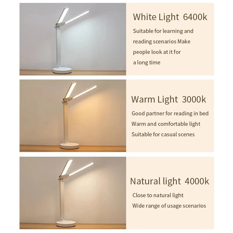 Adjustable Reading Lamp - Rechargeable Dimmable with Phone Table