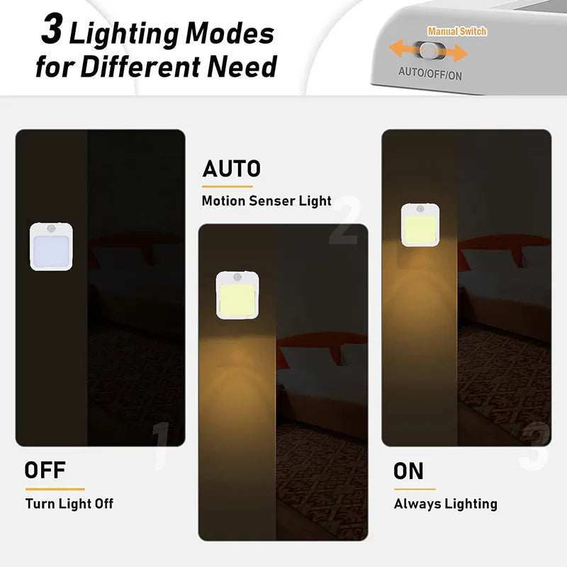 Sensilux Mini LED Night Light | With Motion Sensor | Warm & Cool White | For Hallway, Bedroom & Bathroom