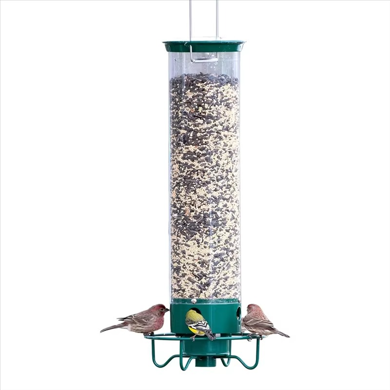 Metal Window Bird Feeder with Weight-Activated Rotating Perch and Seed Capacity