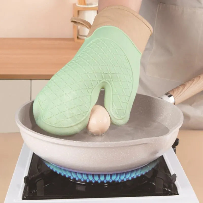 ThermoGrip Silicone Kitchen Glove | Heat Resistant up to 250 °C | Non-Slip & Extended | Anti-Scald Protection for Oven & Grill