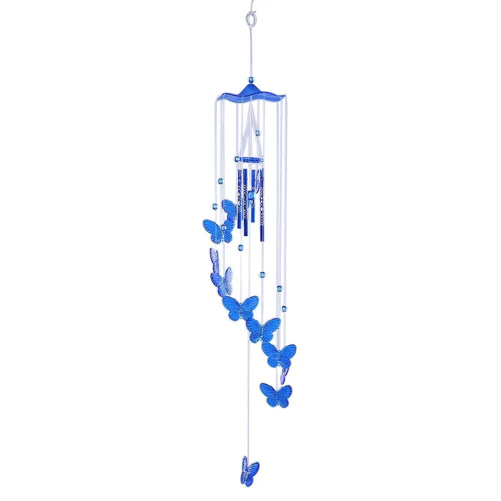 Klangverve Wind Chime "Air Kiss" | Romantic Sound Games with Butterfly & Bell | 55 cm Metal Decor for Garden, Balcony & Window