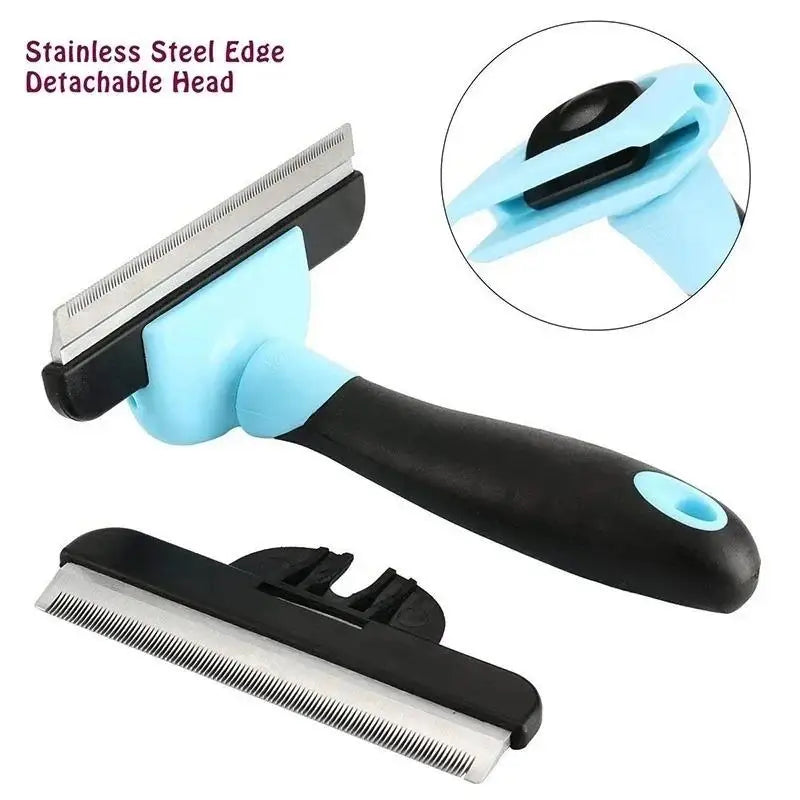 FellZart Undercoat Brush for Dogs & Cats | Double-Sided & Replaceable Blade | De-Shedding & Hair Removal