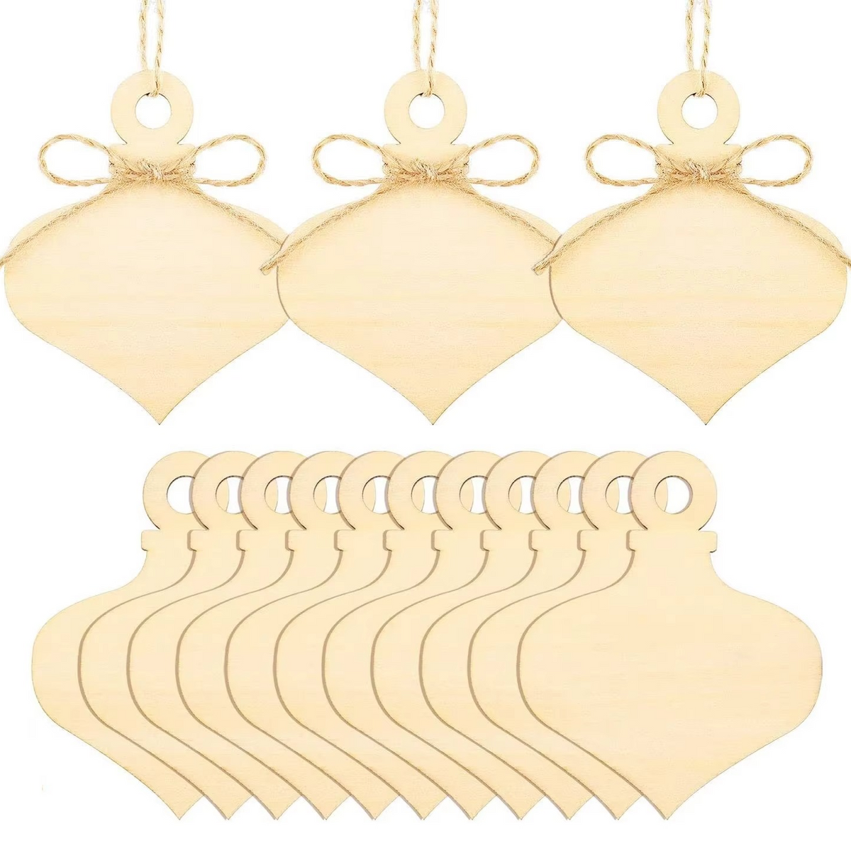 10pcs 4x3in Unfinished Wooden Heart Ornaments for DIY Crafts and Holiday Decorations