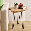 Wooden Side Table with Natural Edge Nightstand Plant Stand