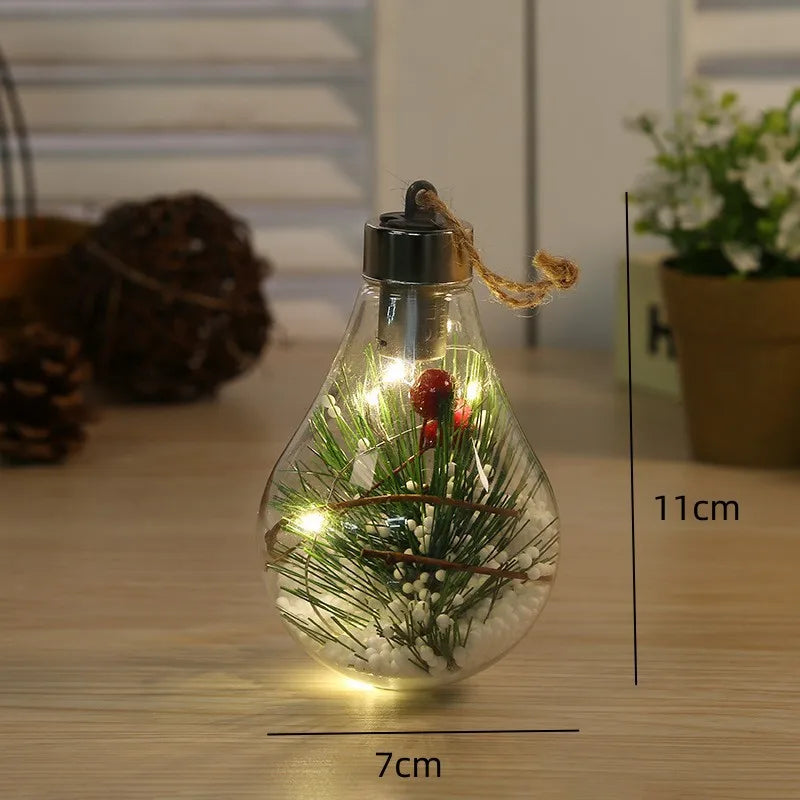 LumiLeaf LED Light Orb with Leaves | Transparent Decorative Light with Warm Sparkle | Battery Operated & Hangable | For Weddings, Christmas & Living Room