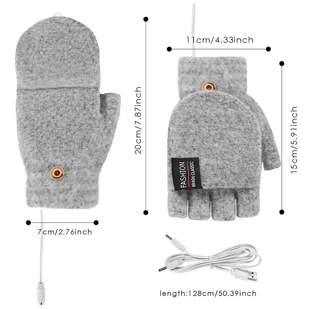 USB rechargeable warm wave heated gloves