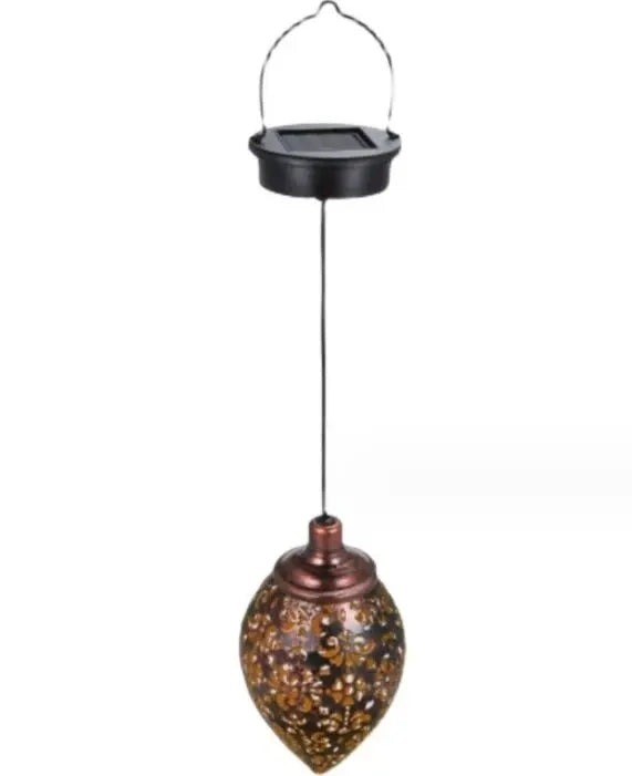 Lumivis SolArt Solar Garden Lantern Drop Shape | Waterproof & Projection Effect | Metal | For Balcony, Terrace & Outdoor Area