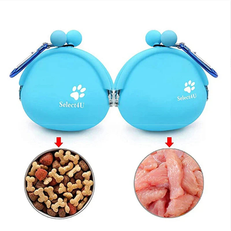 Treatico Silicone Snack Bag for Dogs | With Clip & Velcro | For Training, Walking & Traveling | 9 × 9.5 cm