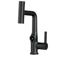 Washbasin faucet with waterfall jet digital temperature display and adjustable spray head