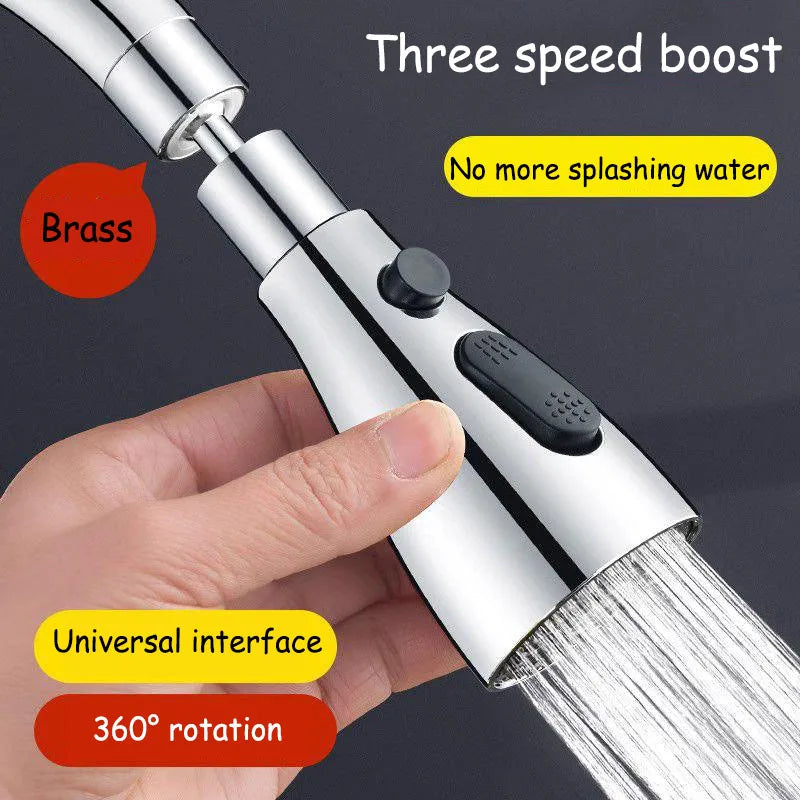 HydroFlex360 – Multifunctional 360°/720° Rotatable Kitchen Faucet Attachment with 3 Spray Types