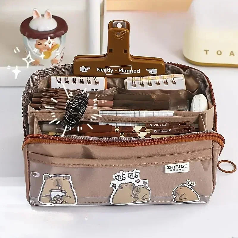Pencil case KIDZORA CrystalBag | Transparent & Versatile | 10-pocket design | Large capacity for school & leisure