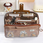Pencil case KIDZORA CrystalBag | Transparent & Versatile | 10-pocket design | Large capacity for school & leisure