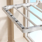 DryFold Wall-Mounted Folding Clothes Drying Rack | Foldable & Space-Saving | With Wind-Resistant Clips | Plastic/Stainless Steel