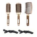 Round Brush Set GLOSSENTA | Ions-Ceramic & Boar Bristles | Anti-frizz & Volume | 25–53 mm Ø