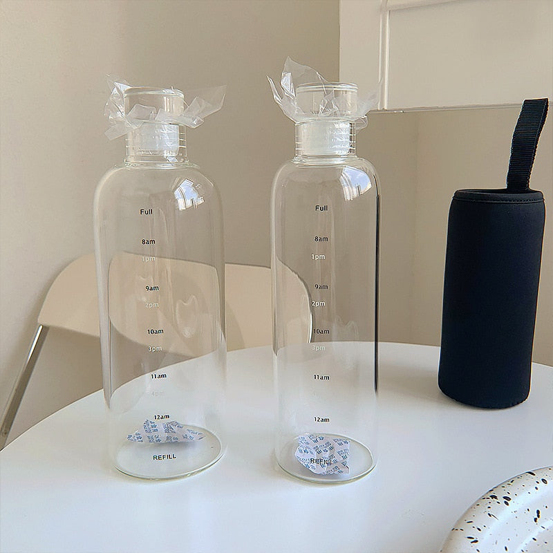 Time-Scale Water Bottle with Spill-Proof Lid