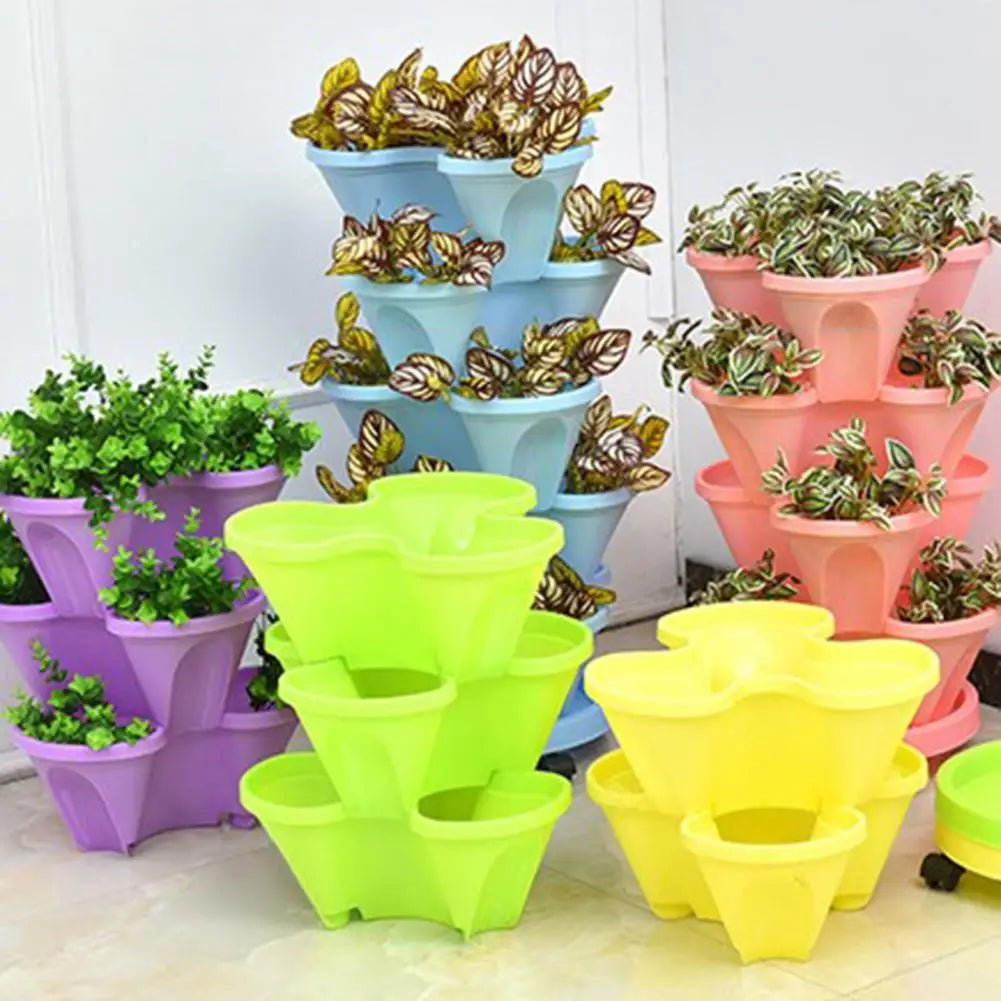 Stackable Plant Tower for Herbs and Vegetables – Vertical Garden Plant Pots for Indoor and Outdoor