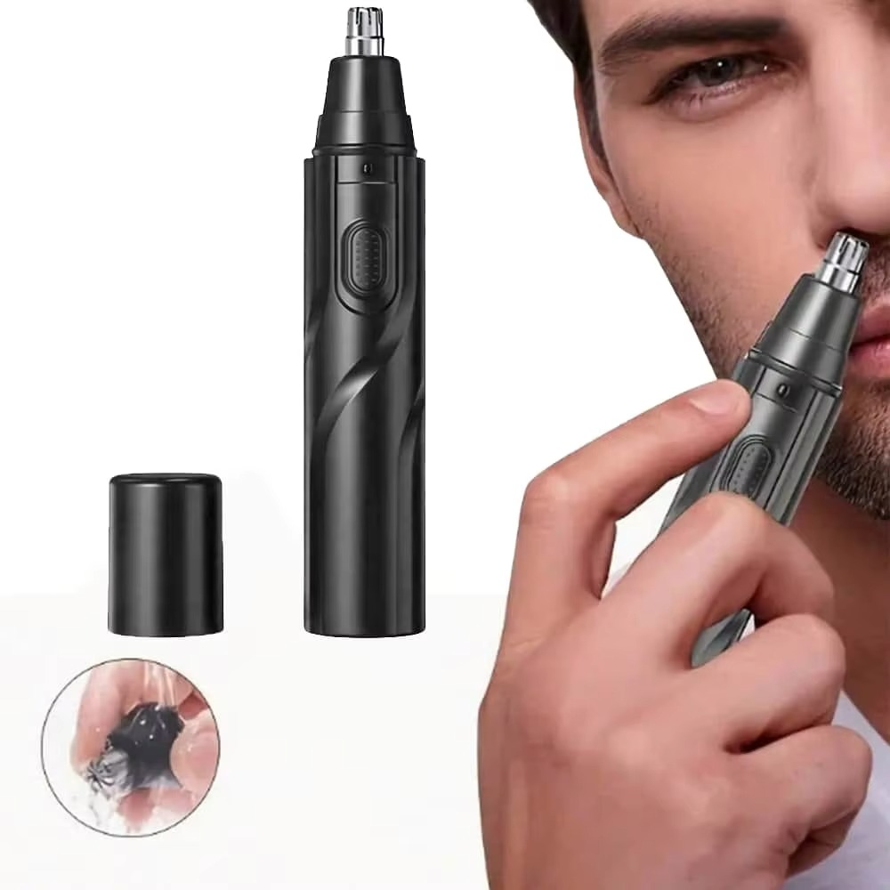 Men's Rechargeable USB Ear and Nose Hair Trimmer, Painless Facial and Eyebrow Groomer