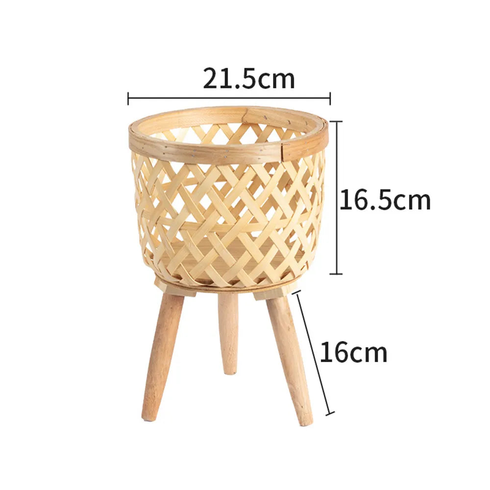 Handcrafted Bamboo Woven Flower Pot with Stand Plant Flower Display Storage Stand DIY Storage Children's Plant Pots Home Decor