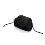 GlamFold Cosmetic Bag | Spacious bag with drawstring for stylish and practical use in black