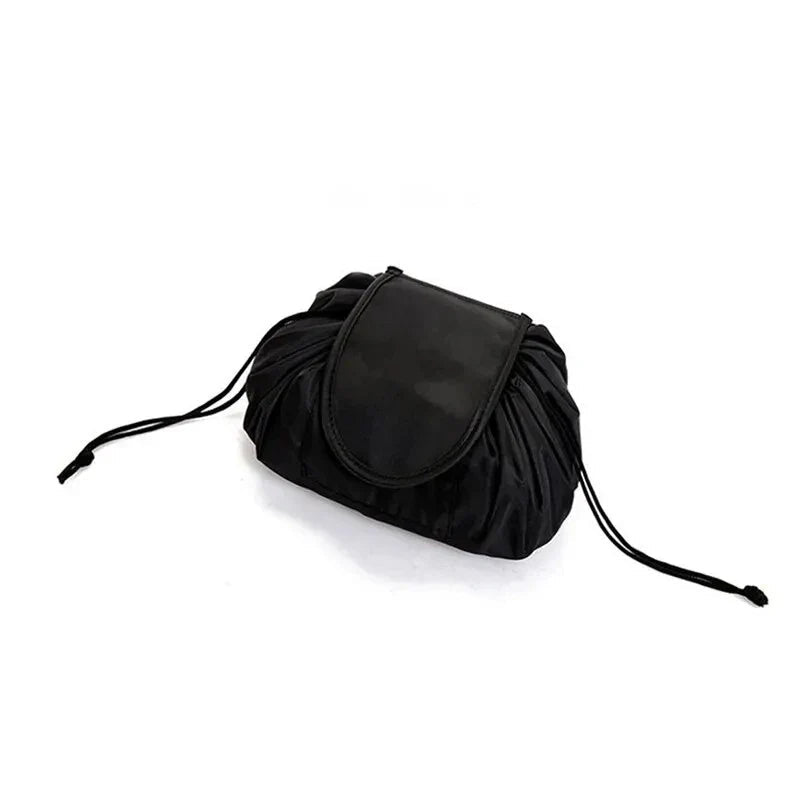 GlamFold Cosmetic Bag | Spacious bag with drawstring for stylish and practical use in black