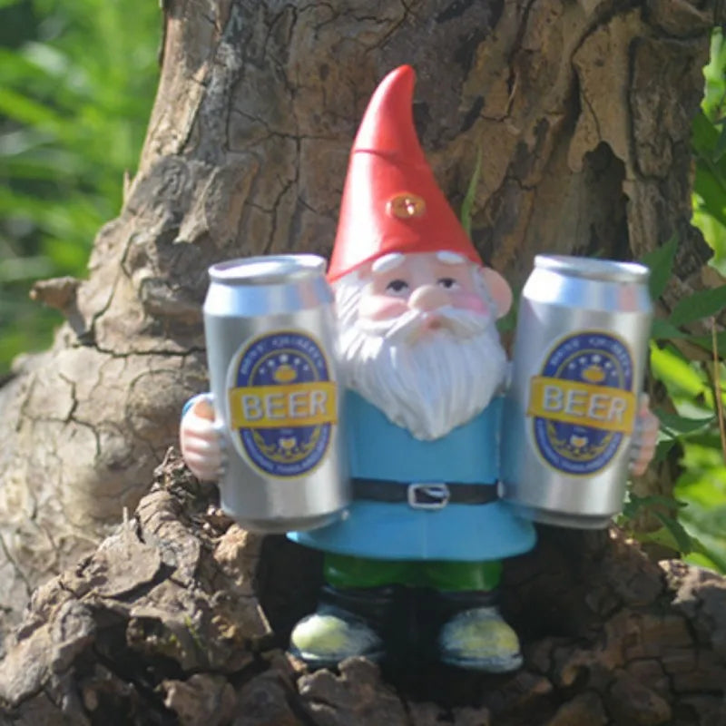 Drunken Gnome with Beer Funny Figurine for Garden and Home Decoration