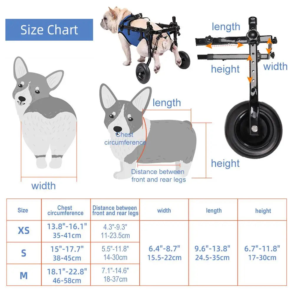 Vetalino Dog Wheelchair for Small Dogs | Adjustable Rehab Cart | Lightweight & Stable | Mobility Aid for Walking Problems