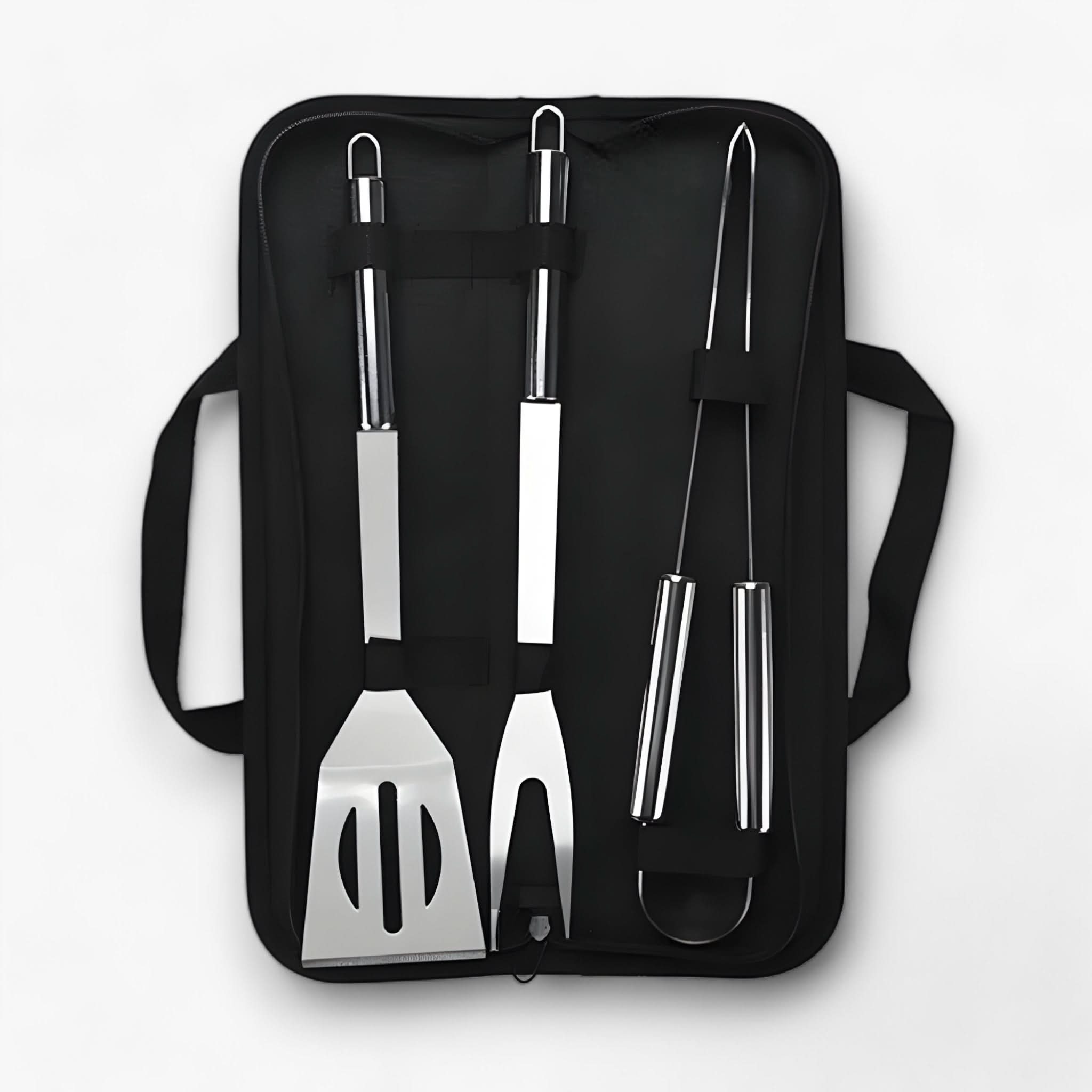 Stainless Steel BBQ Grill Tool Set with Carrying Case