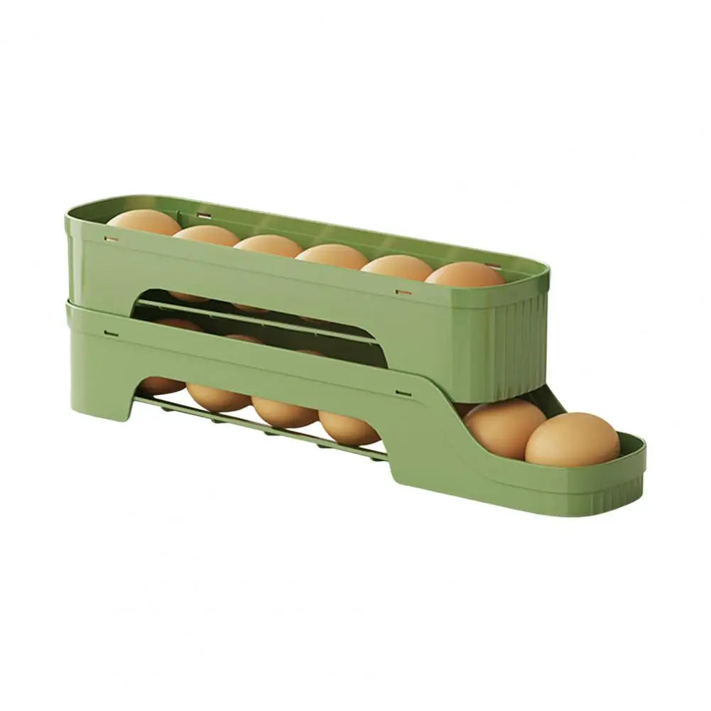 Egg Box RolloMaxx | 4-Tier Egg Organizer | Space-Saving & Self-Rolling | Transparent Design