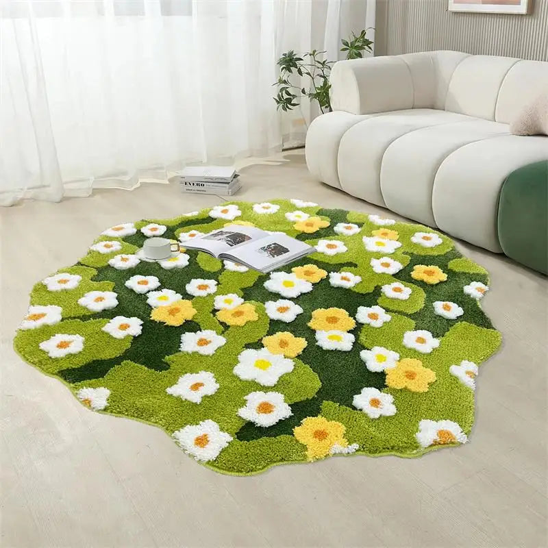 Moss Flower Tufted Round Rug