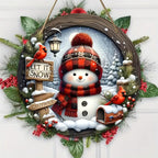 CrystalSnow | Christmas wreath made of acrylic | Snowman & winter design | Wall & door decoration Ø 20 cm