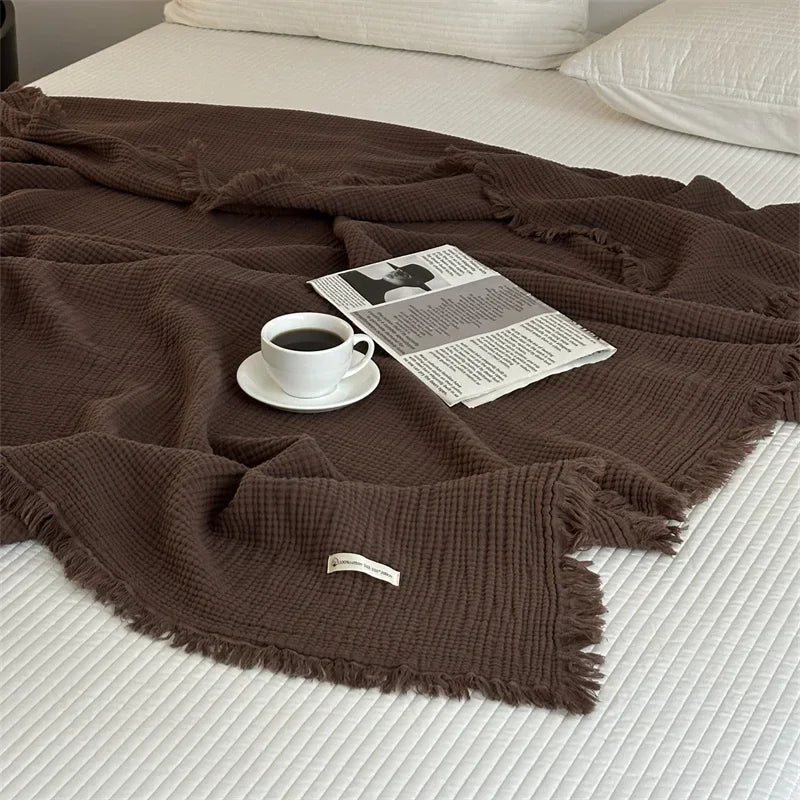 Solid color cotton sofa blanket