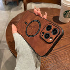 Luxury Deer Leather Apple iPhone Case | Magnetic Phone Case, Wireless Case, MagSafe, Wireless Charging, Protective Case, Cover for iPhone 15, 14, 13 Pro Max Plus