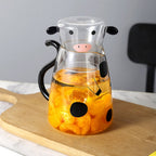Cute cow glass jug with cup