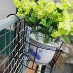 Practical plant pot holder with stable metal frame for balcony and terrace