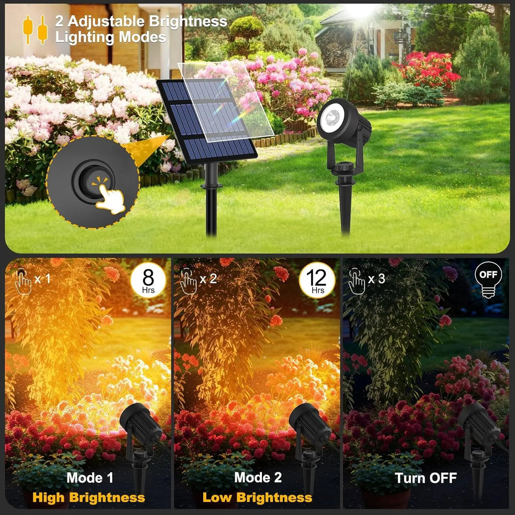 Solar Garden Spotlight LumiGlow DuoColor | 3000K/6000K Warm & Cool White | IP65 Waterproof | Automatic Dusk Sensor