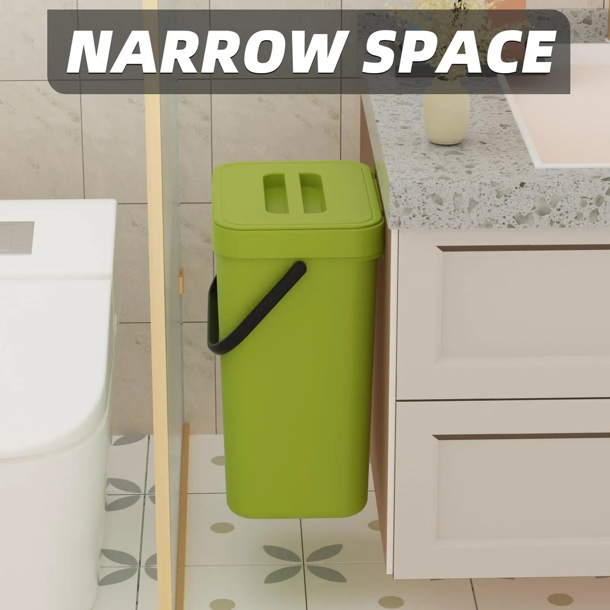 Binova Mini Trash Can | With Lid | Hanging & Wall Mounted | Compact & Odor Blocking | For Kitchen, Bathroom & Office
