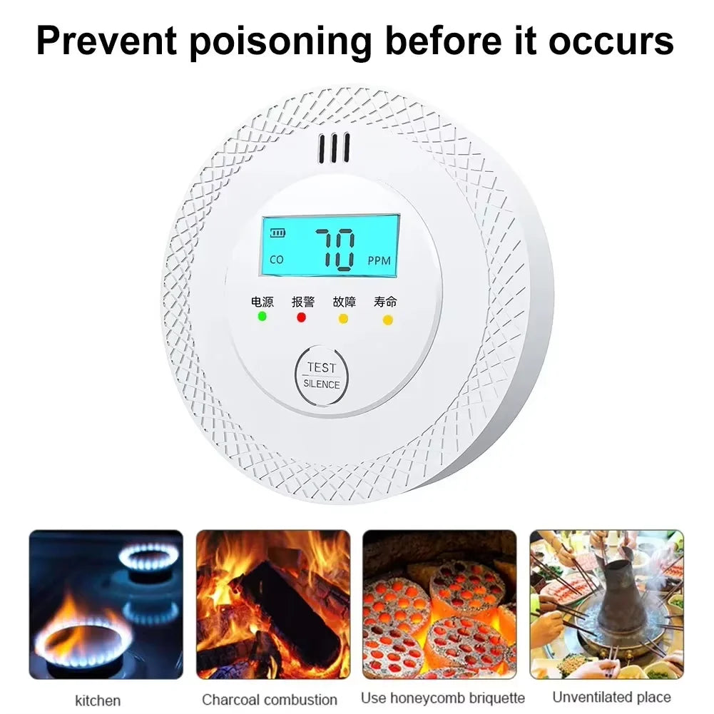 VeiligWoon CO and Smoke Detector – Wireless with LCD Screen and Alarm