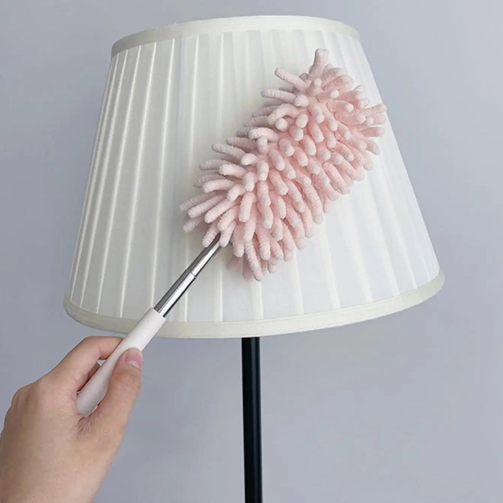 DUSTELLA Telescopic Duster | Extendable up to 80 cm | Microfiber Chenille & Stainless Steel Handle – For Ceiling, Furniture & Corners