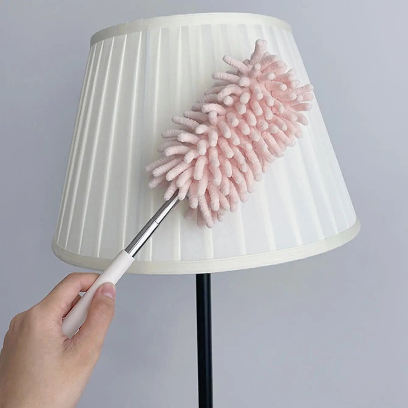 DUSTELLA Telescopic Duster | Extendable up to 80 cm | Microfiber Chenille & Stainless Steel Handle – For Ceiling, Furniture & Corners
