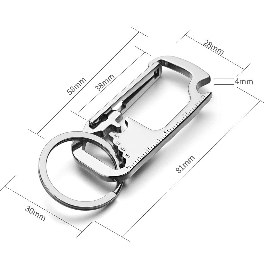 Stainless Steel EDC Multi-Tool Keychain with Bottle Opener