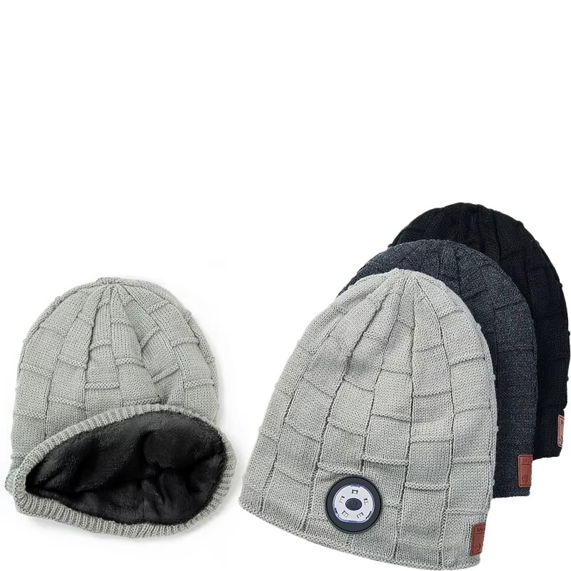 Wireless Bluetooth Music Beanie with Built‑In Headphones and LED Light