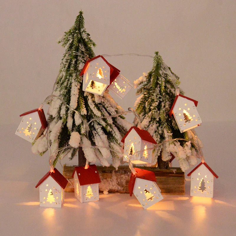 LED Christmas Houses Made of Wood with Festive Lighting