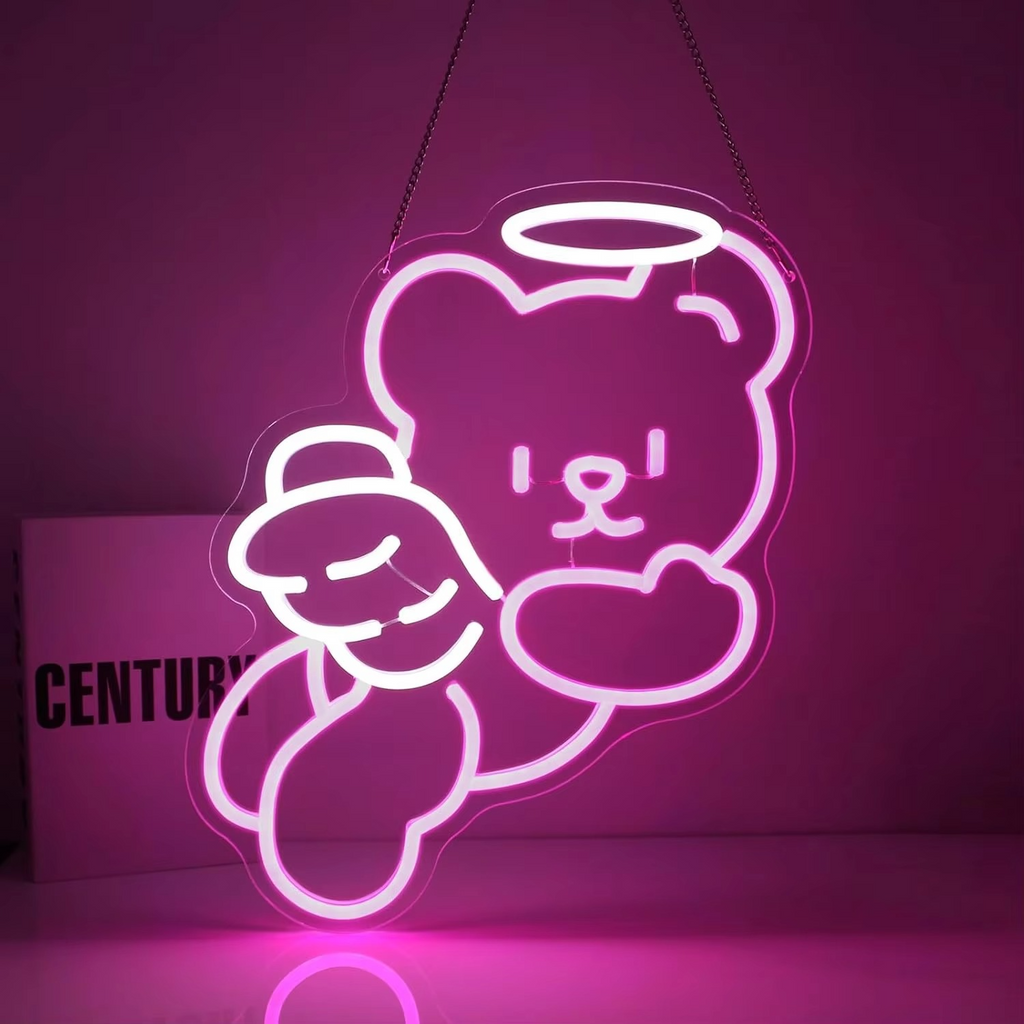 Charming Bear Neon Light with Dimmer - USB Powered Wall Decor