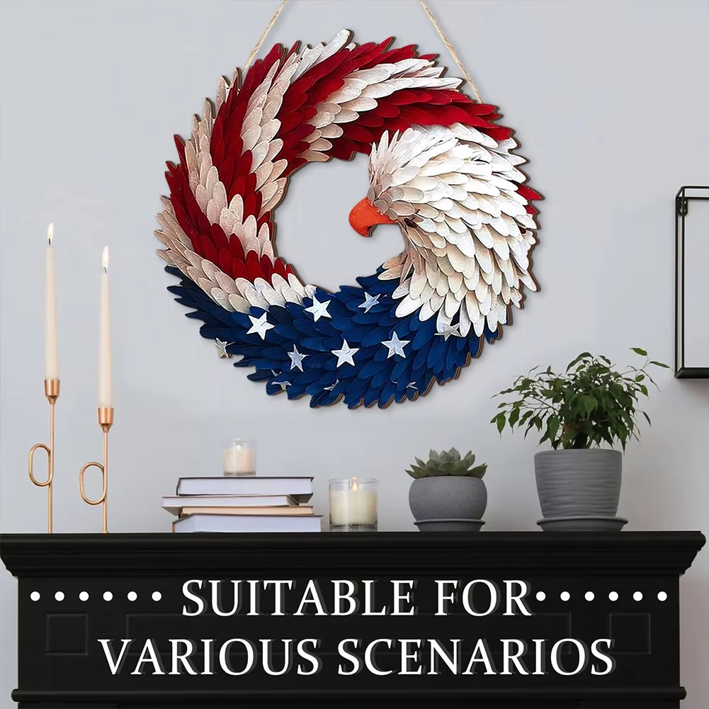 Patriotic Eagle American Flag Wreath for Independence Day