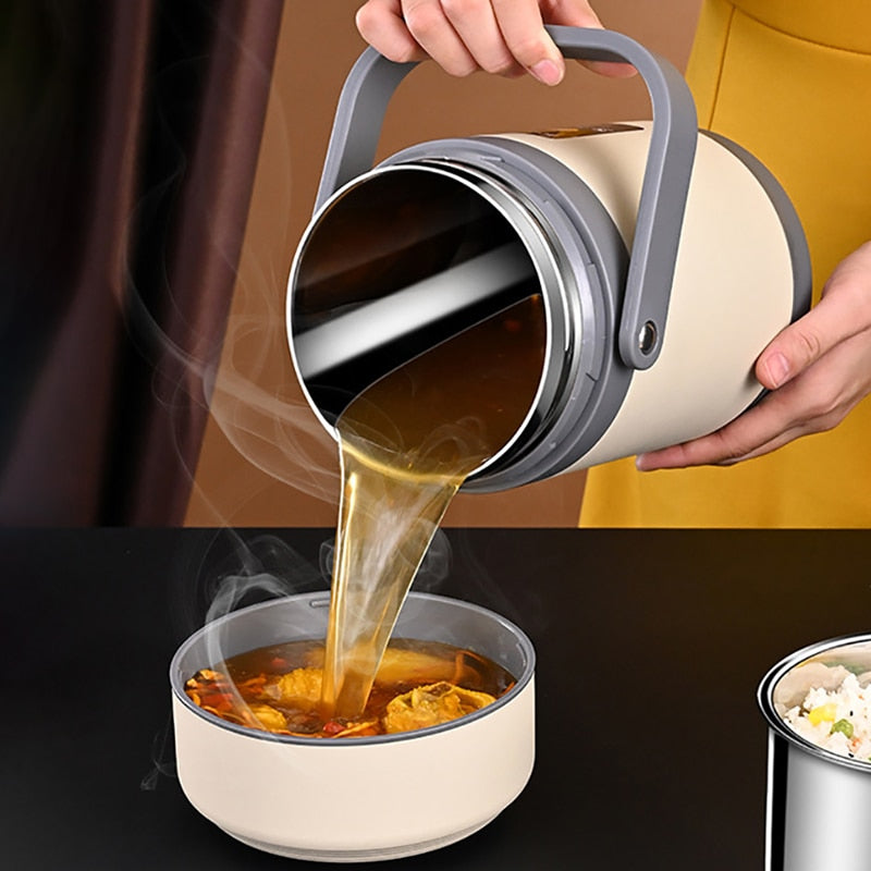 USB-Heated Stainless Steel Lunch Box, 1.6–2 L