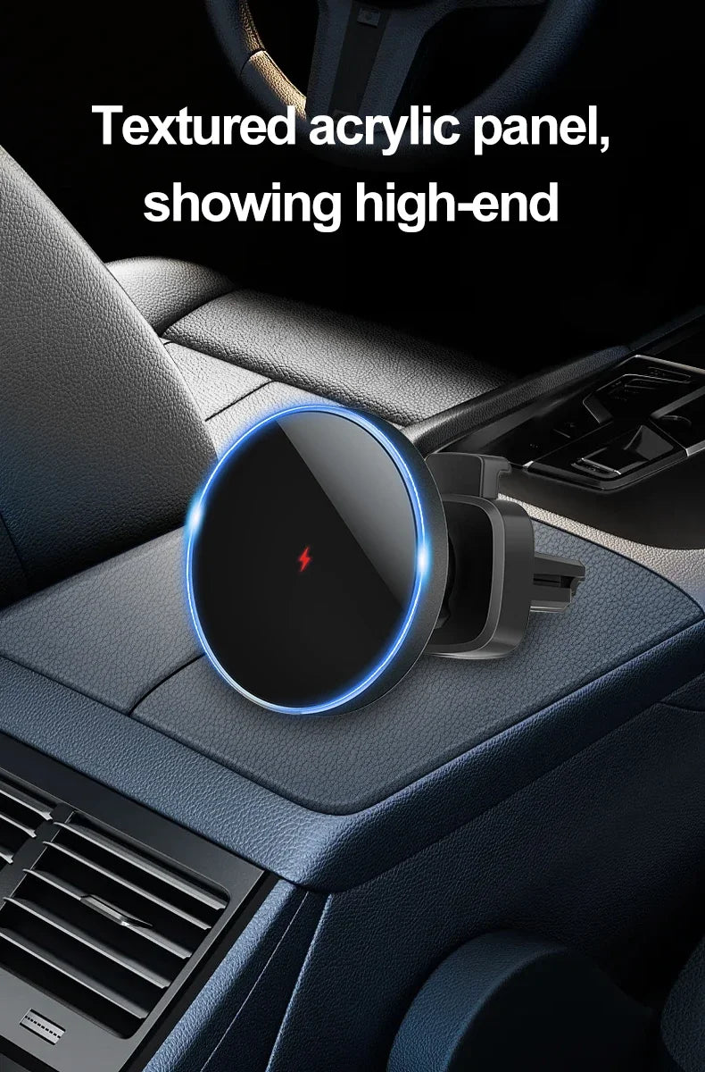 MagCharge Pro Car Mount | Magnetic & Wireless | 15W Fast Charging | 360° Rotatable