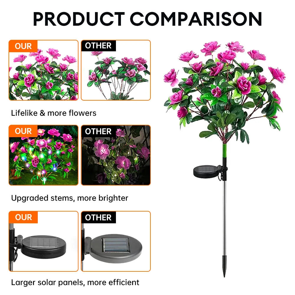 FloraGlow Solar Garden Lamp | Azalea Design | LED | Weatherproof & Wireless | 8h Light Time