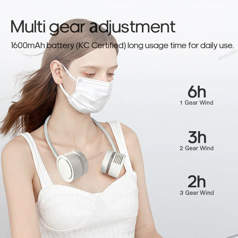 NeckBreeze Neck Fan Bladeless | Portable & Rechargeable | 3-Stage Cooling | Quiet & Compact
