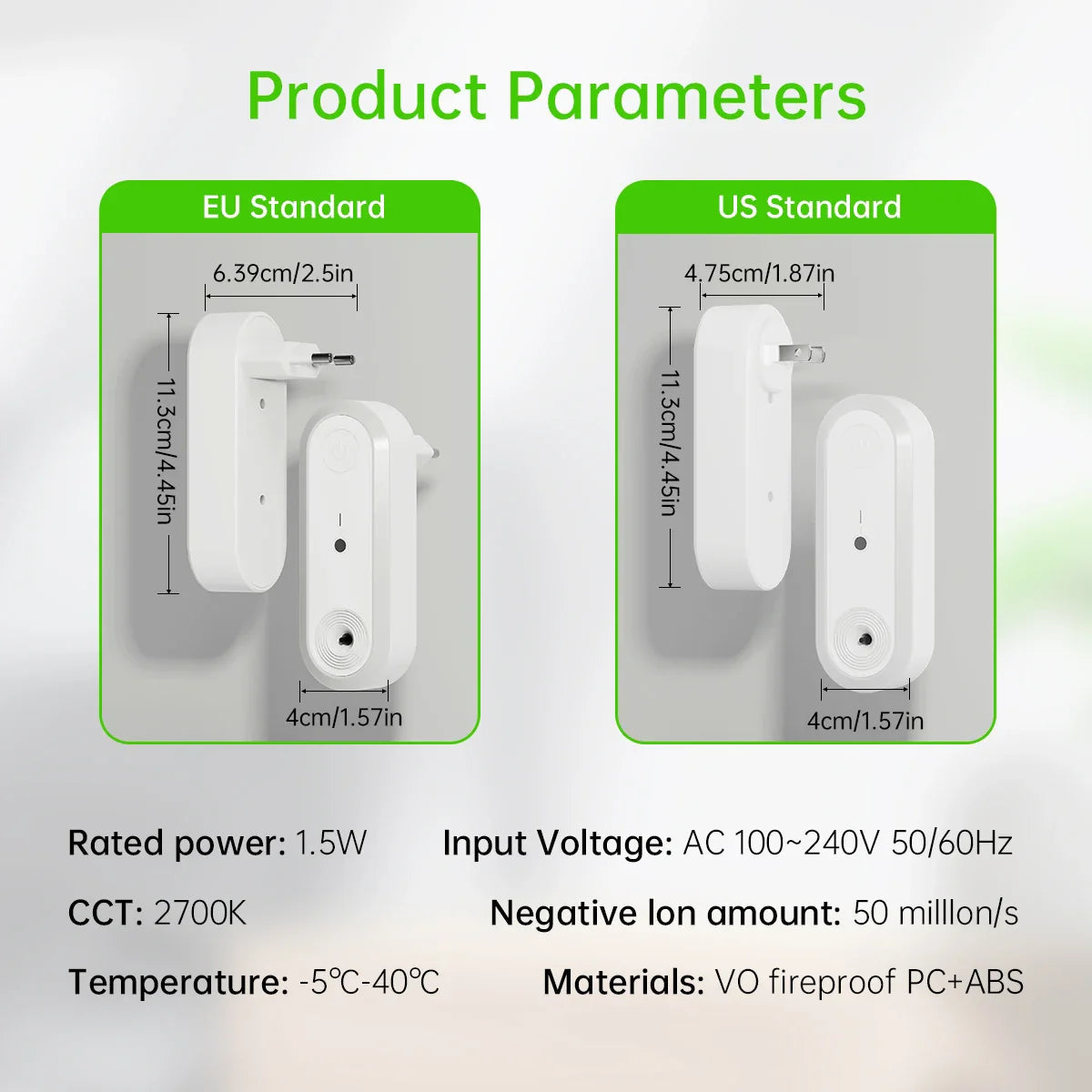 Air purifier & night light Aeroluna | Ion technology without filter | For bedroom, kitchen & office | Compact & quiet