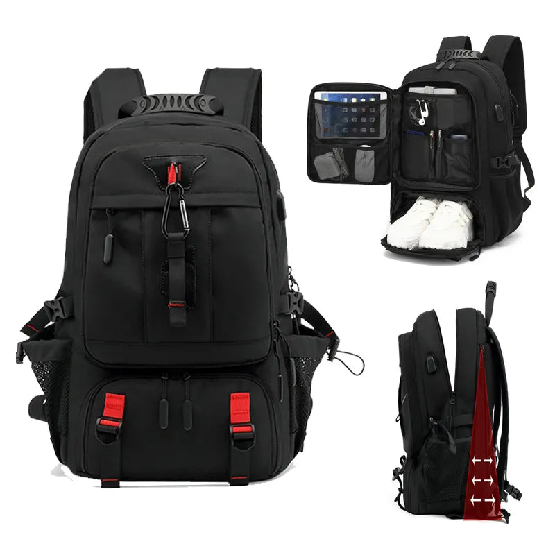 TechTrek Pro Explorer Backpack with USB Port – 50L-80L Travel Capacity